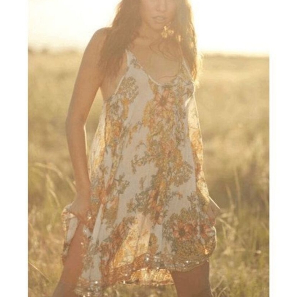 Free People Boho Floral Sequin Dress